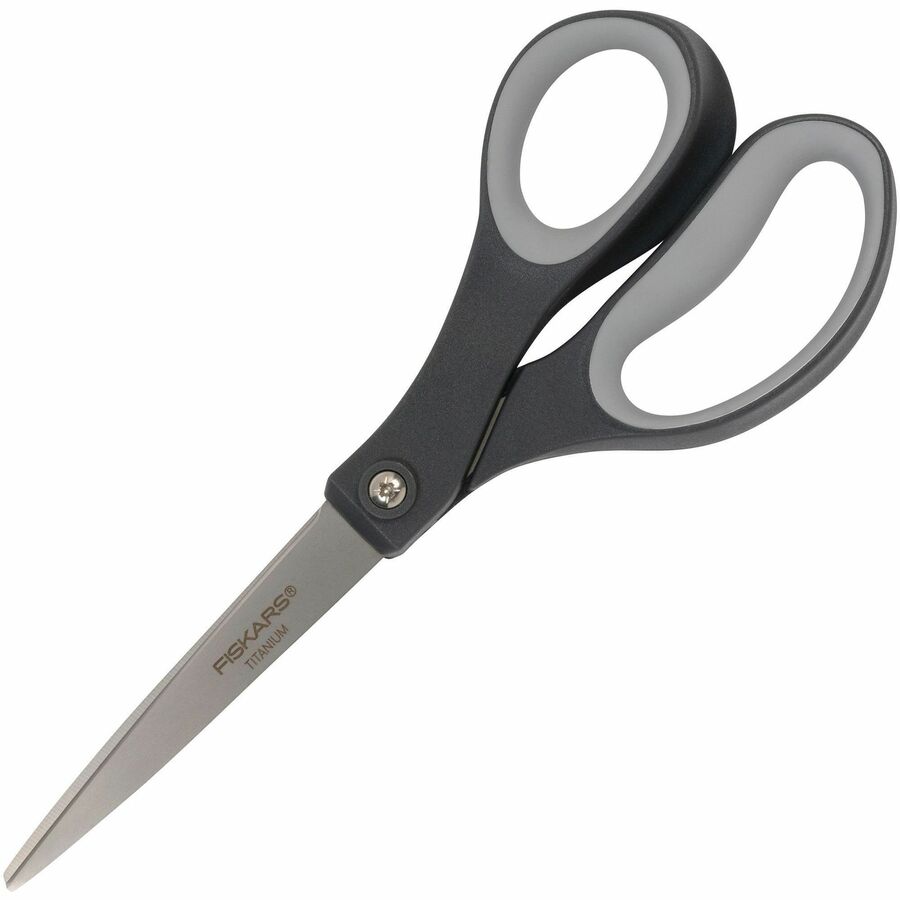 Fiskars 2 Pack Titanium Softgrip Scissors, Gray, 8 inch