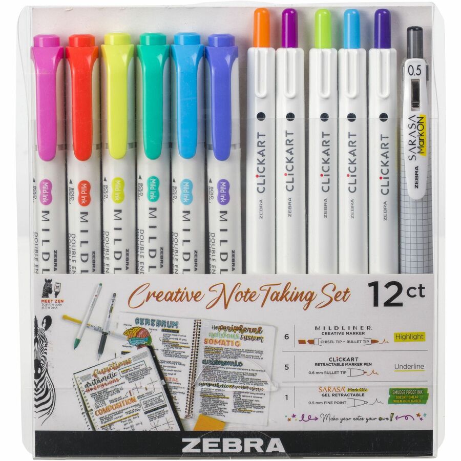 Zebra Creative Note Taking Set - Fine Pen Point - Fine Marker