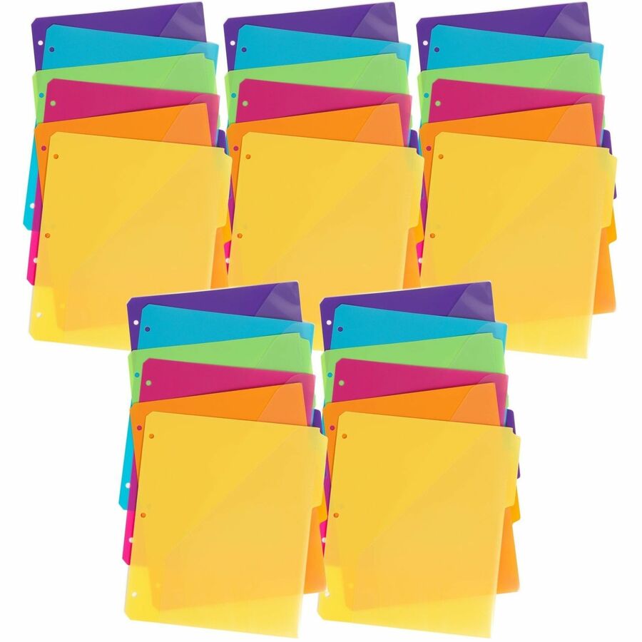 3 ring index card binder Three-Ring Poly Dividers with Pocket, 1/3-Cut Tabs, 11.25 x 9.75, Assorted Colors, 10 Sets study guides or reference materials 3x5 Lined Index Cards with
