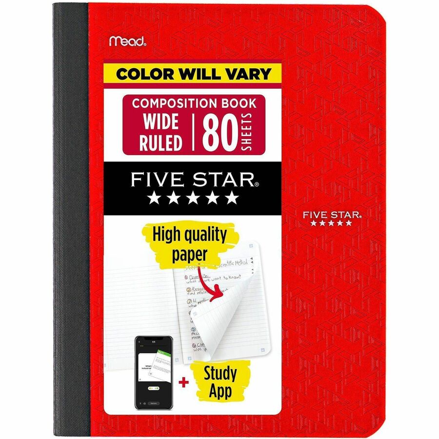 Five Star Wide Ruled Composition Book - 80 Sheets - Sewn - Wide Ruled ...