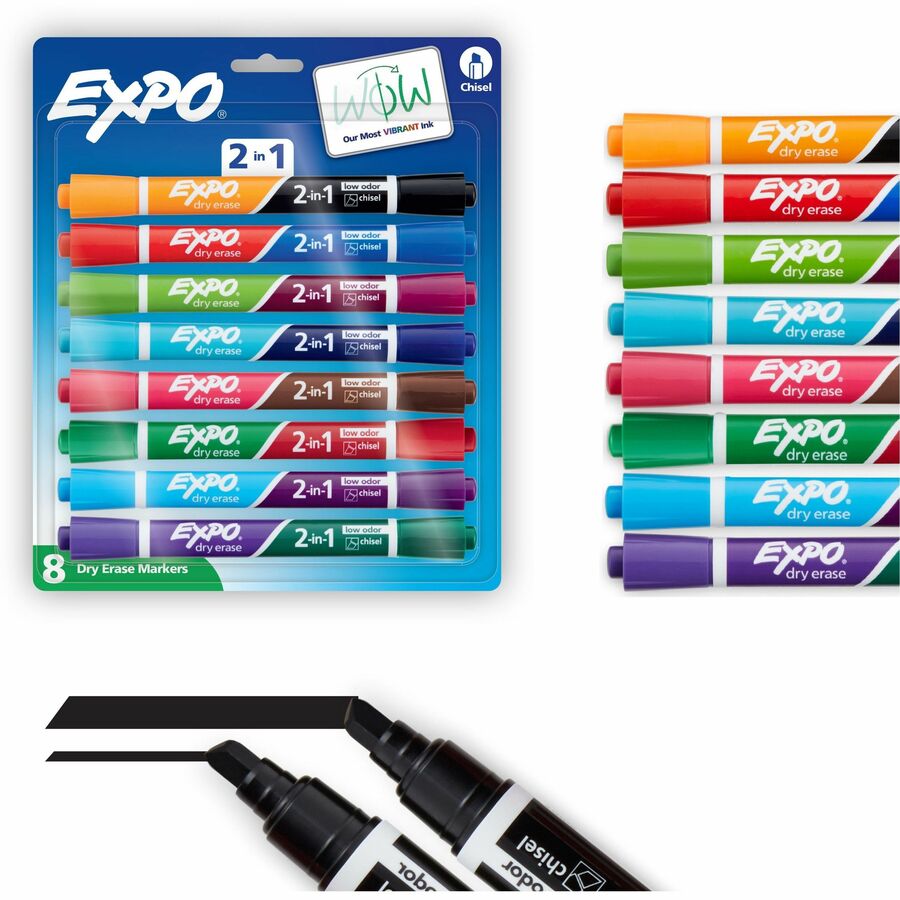 Expo 2-in-1 Dry Erase Markers - Erasable - Assorted Ink/ - 8