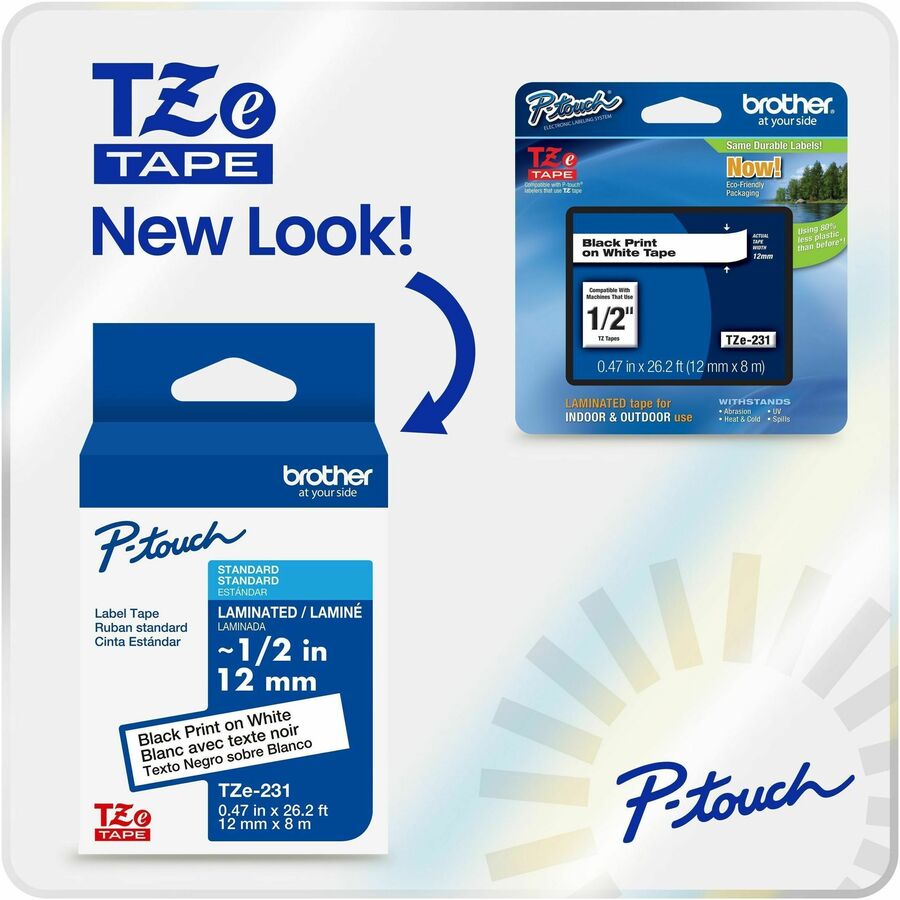Brother Genuine P-touch TZe661 BK on YL Label Tape, Laminated
