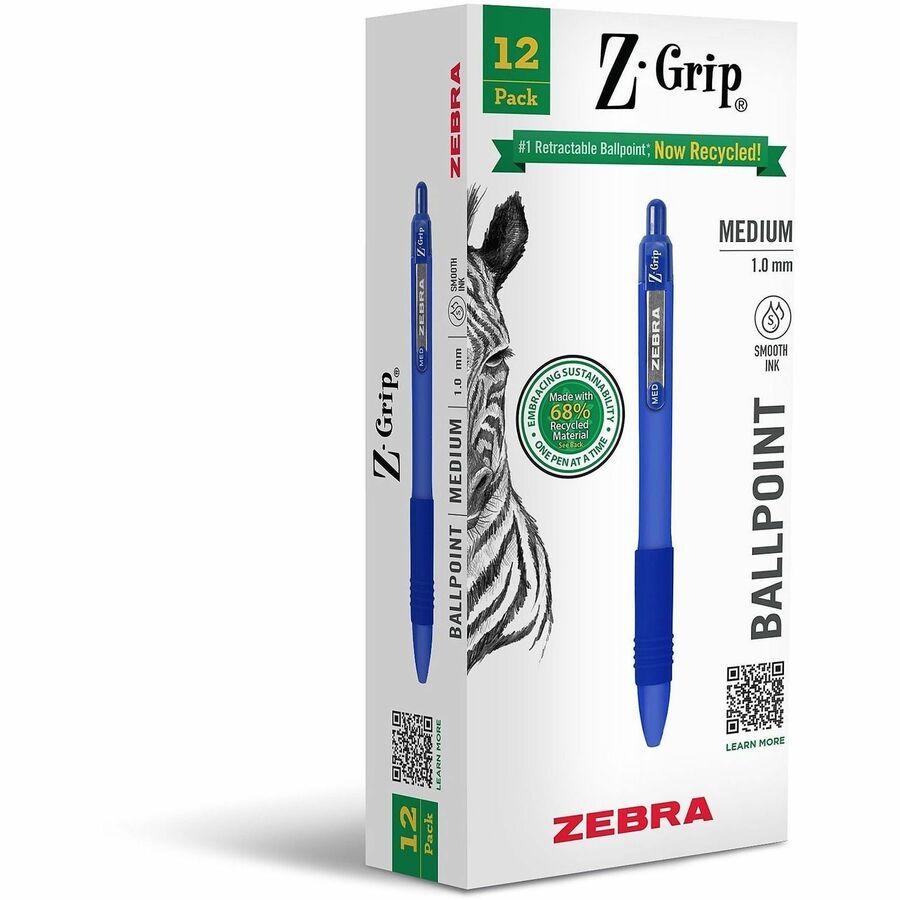 Zebra Pen Z-Grip Recycled Retractable Ballpoint Pens - Retractable