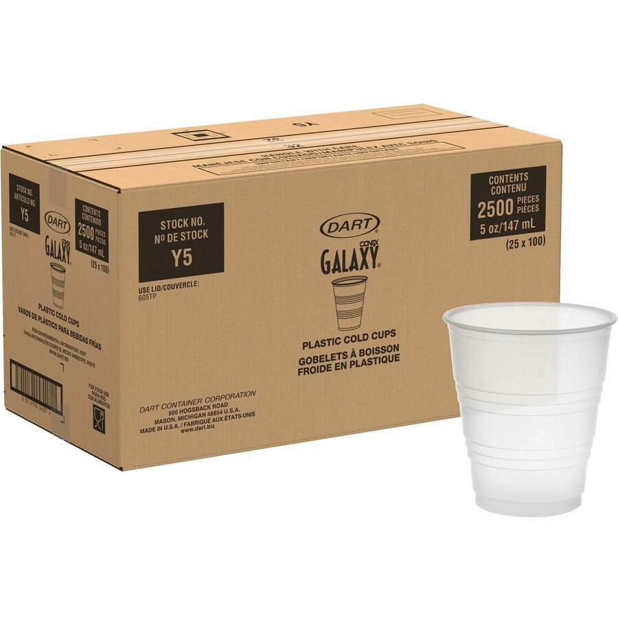 Conex Plastic with Raised Sidewall Cups, 5 oz., Translucent, 25/Pack, 100/Case