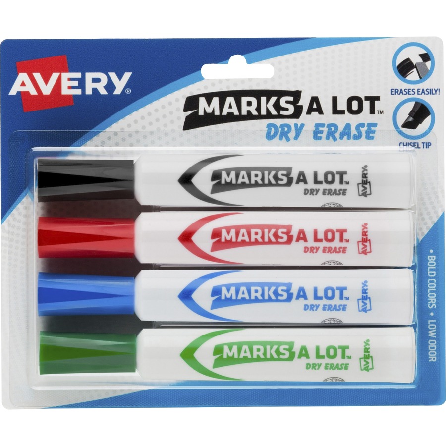 Avery Marks A Lot Regular Desk-Style Permanent Marker, Chisel Tip, Black, Dozen