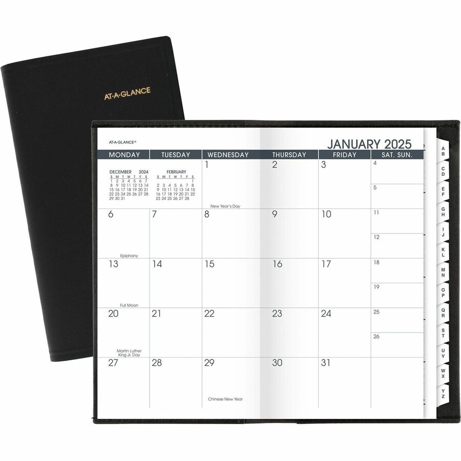 AtAGlance 2024 Monthly Planner, Black, Pocket, 3 1/2" x 6"