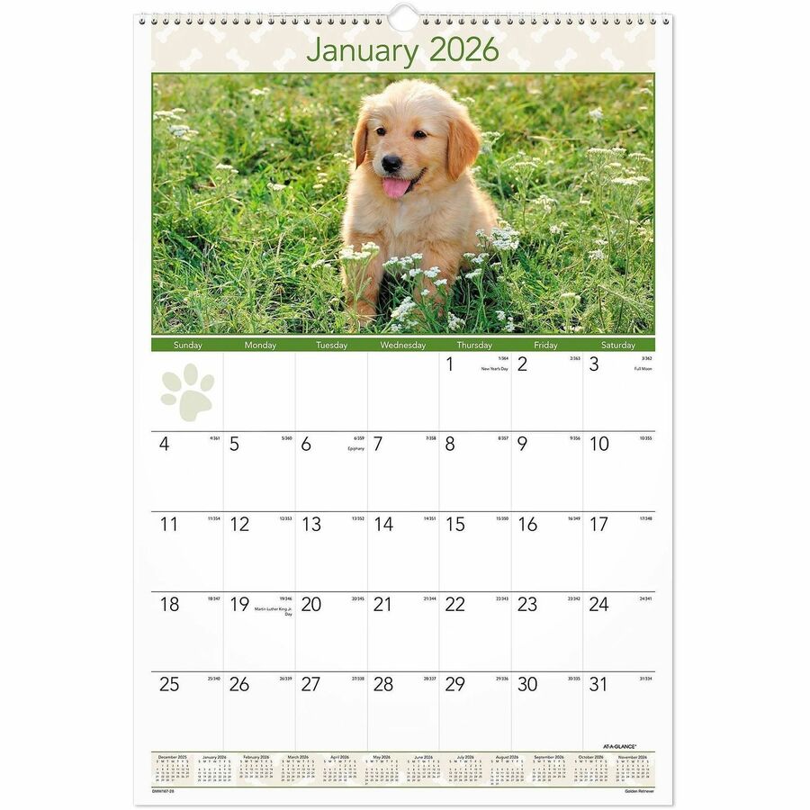 At A Glance Puppies Monthly Wall Calendar Julian Dates Monthly 1