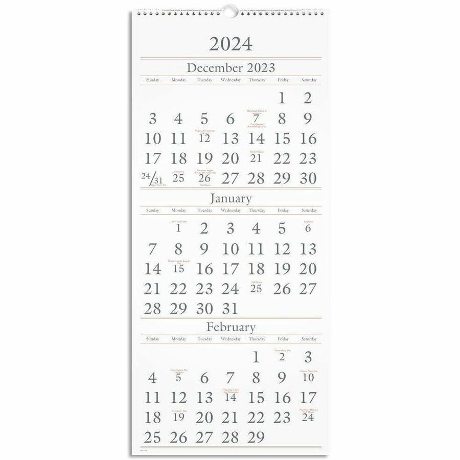 12 x 27" 38576718425 2022 At-A-Glance SW115-28 3-Month Wall Calendar 