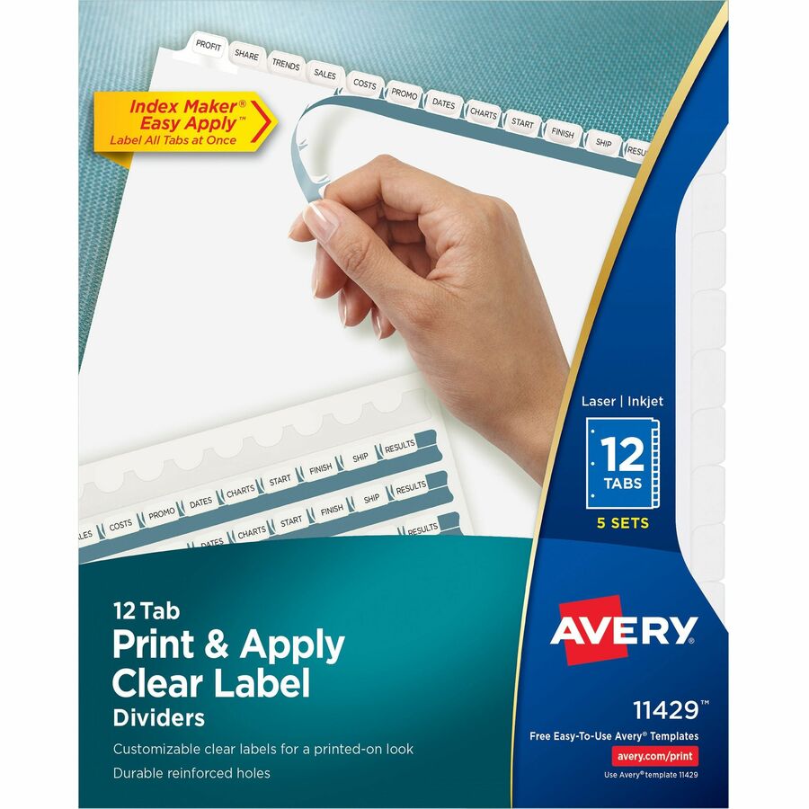 Avery IndexMaker Divider Set Punched 12-Part 