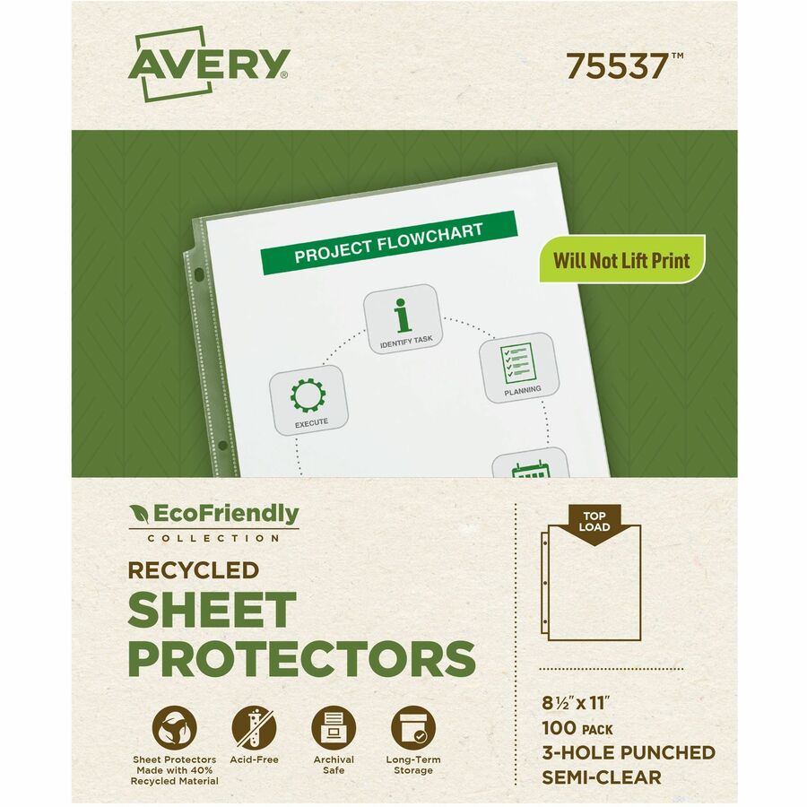 Avery® Economy Recycled Sheet Protectors - Acid-free, AVE75537, AVE 75537 -  Office Supply Hut