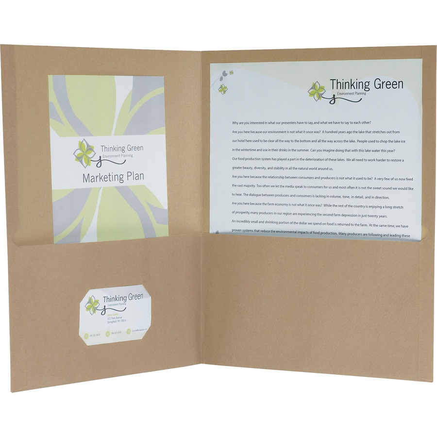 Pendaflex Oxford Letter Recycled Pocket Folder - 8 1/2 x 11 - 100 Sheet  Capacity - 2 Pocket(s) - Fiber - Natural - 100% Recycled - 25 / Box - Filo  CleanTech