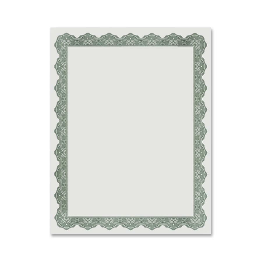 Geographics Parchment Paper Certificates, 8.5  x 11, Optima Green Border - 25 sheets