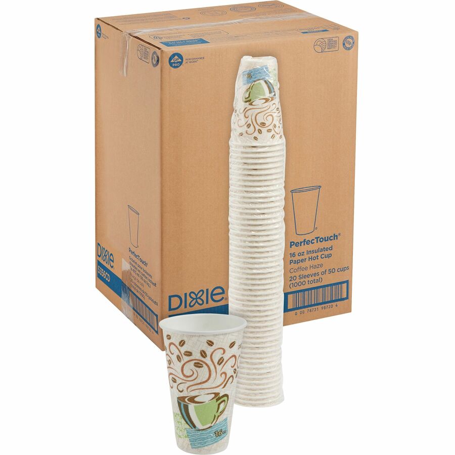 DIXIE PerfecTouch 16 oz. Disposable Paper Cups, Hot Drinks, Coffee