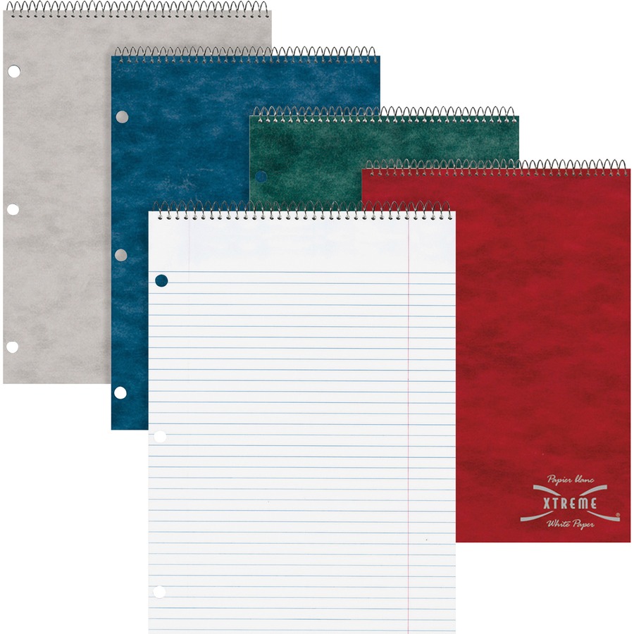 TOPS 1 - subject College - ruled Notebook - Letter - 100 Sheets - Wire  Bound - Letter - 8 1/2 x 11 - 0.38 x 8.5 x 11 - Assorted Paper - RedCard  Stock, Black, Blue, Green Cover - Perforated - 1 Each - R&A Office Supplies