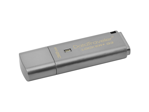 Image for Kingston 32GB DataTraveler Locker+ G3 USB 3.0 Flash Drive - 32 GB - USB 3.0 - 135 MB/s Read Speed - 40 MB/s Write Speed - Silver from HP2BFED