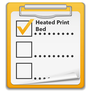 <b>Printer Limitations</b></br>
Is your printer equipped with a heated bed? Is the bed platform capable of achieving 100°C? These are things you should consider when purchasing 3D printing filaments. ABS filament provides much better results when used with a heated print bed - ideally in the range of 80-120°C. The filament will adhere to the print bed better when the bed is heated to temperatures within this range. If your printer is not equipped with a heated print bed, you should consider working with PLA filament. 