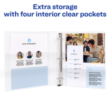<b>Durable Pockets</b><br>

Binders feature four interior pockets for storing loose and unpunched paperwork.