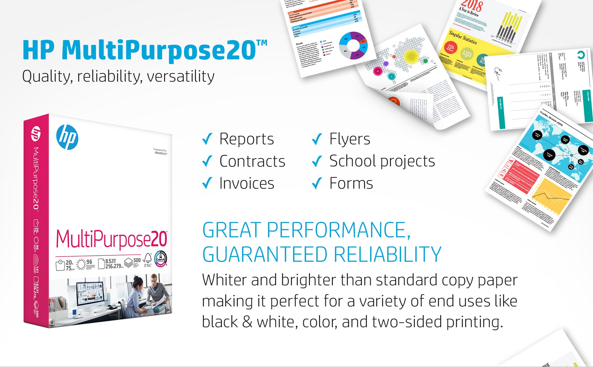 HP Papers Multipurpose20 Copy Paper - White - 96 Brightness