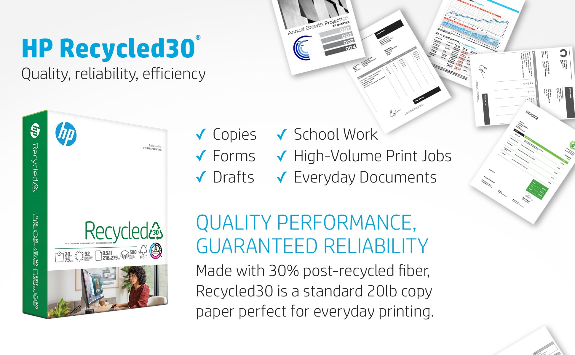 HP Papers Recycled30 Paper - White - The Office Point