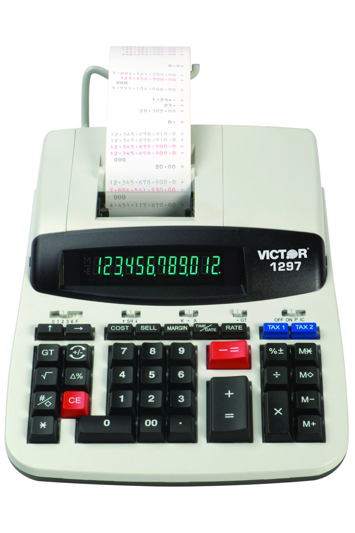 Victor 1297 12 Digit Commercial Printing Calculator Dual Color Print  lps Big Display 12 Digits LCD AC Supply Powered 3
