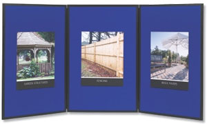 Quartet Show-It! 3-Panel Display System, 6'x 3', Double-sided Panels, Blue/Gray