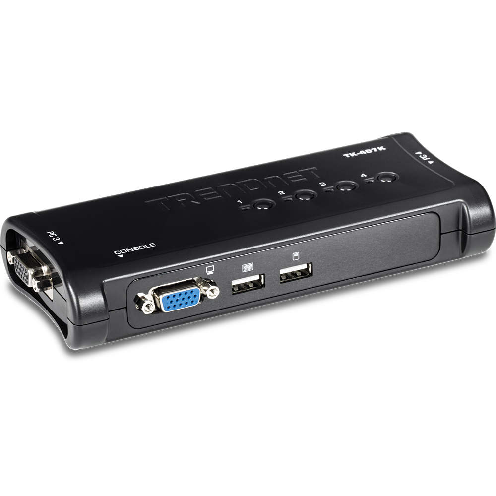 PROVANTAGE: TRENDnet TK-407K 4-Port USB KVM Switch Kit (Include 4 x KVM  Cables)