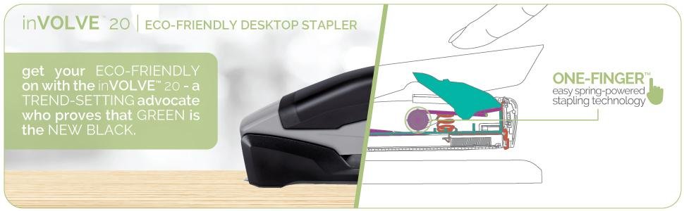 PaperPro® inVOLVE™ 20 Eco-Friendly Desktop Stapler, 20 Sheets