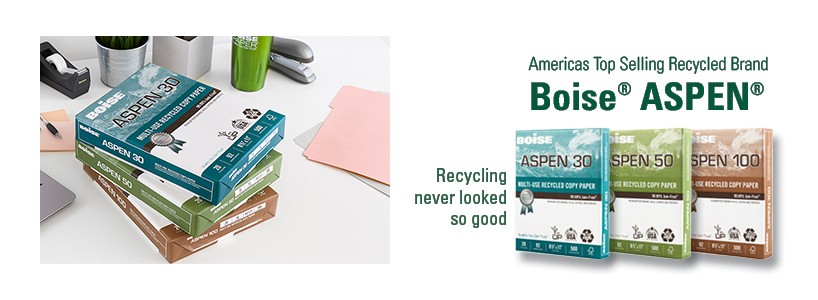 Boise Aspen 100 Recycled Copy/Laser Paper, 92 Brightness, White