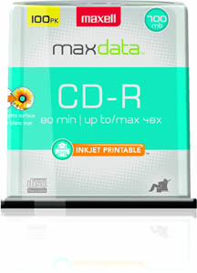 CD-R700MB/80 MIN DISC-WHITE MATTE INKJET PRINTABLE 100PK SPINDLE