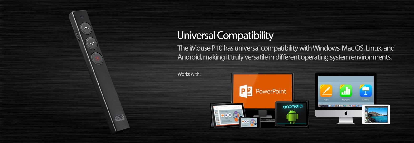 Adesso Wireless presenter mobile mouse (Air Mouse Mobile) iMouse P10:  Pointing Devices - COLAMCO.com