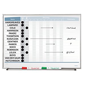 Quartet Matrix In/Out Board, 23 i x 16 in., Magnetic, Track Up To 15 Employees
