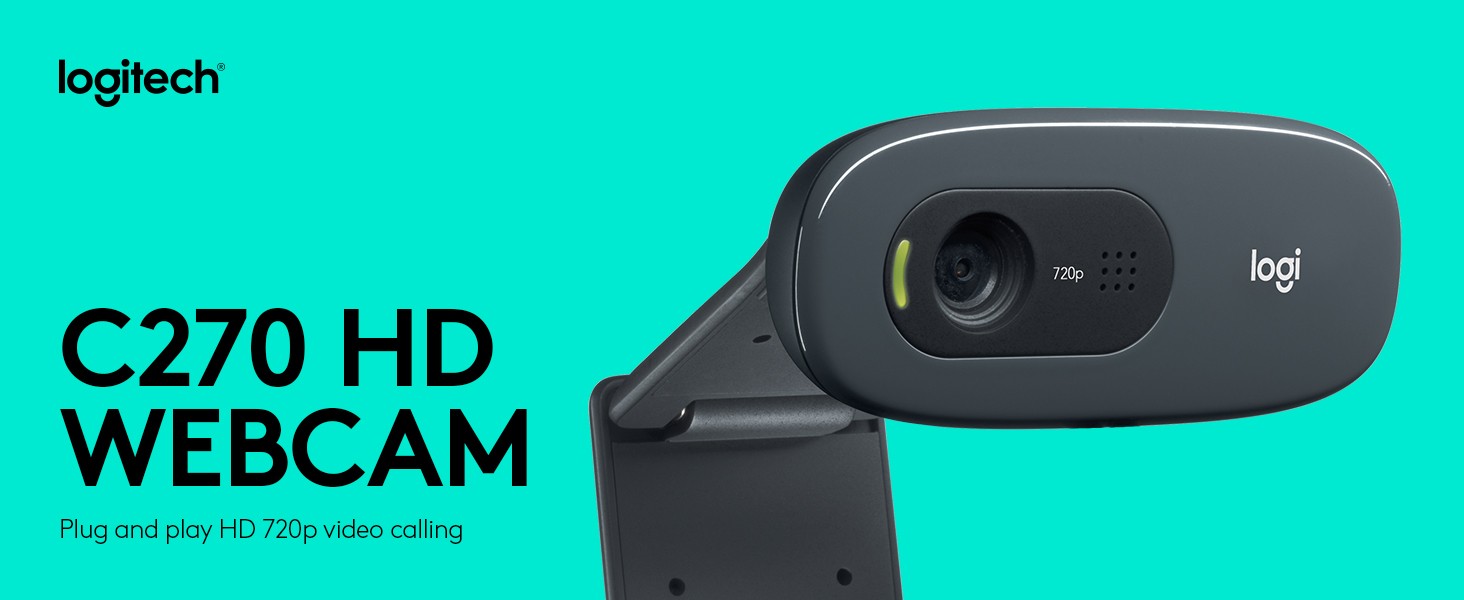 Logitech C270 Webcam - 30 fps - Black - USB 2.0 - 1 Pack(s) - 3 Megapixel Interpolated - 1280 x 720 Video - Focus - Widescreen - Microphone - Co - Speakers, Webcams & Microphones | Logitech | Dailey Solutions