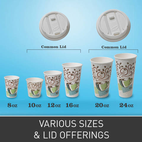  Available in 8-, 10-, 12-, 16-, 20-, and 24-ounce sizes with three easy-to-use lid options. 