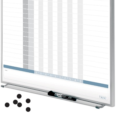 Includes marker, black magnetic in/out circles, Quartet dry-erase marker and attachable marker tray

