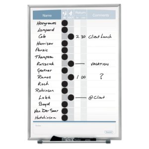 Quartet Matrix In/Out Board, 11 in. x 16 in, Magnetic, Track Up To 15 Employees
