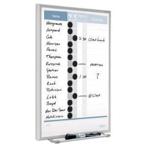 Track up to 15 employees with this sleekly designed magnetic in/out board

