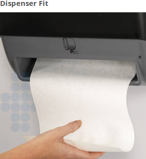  Each roll of commercial papertowels has a 1.5 inch core and is designed to fit a Kimberly Clark dispenser for paper towels, as well as many universal hard rolls towel dispensers. 