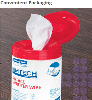  Kimtech Prep Surface Sanitizer Wipes come perforated and in portable canisters for easy, one-at-a-time dispensing. 