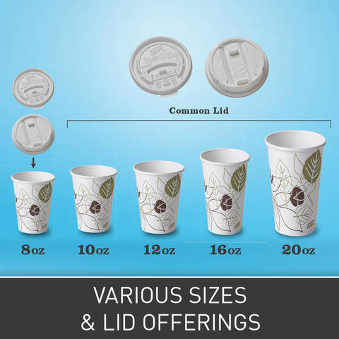 Available in 8-, 10-, 12-, 16-, 20-ounce sizes with multiple easy-to-use lid options. WiseSize case options available that provide space saving, smaller case sizes.
