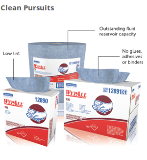  Because WypAll X90 Cloth Wipers are low in lint and contain no glues, adhesives or binders, they are an excellent choice for clean wiping jobs. Plus, the Denim Blue color won’t run, because no dyes are used in production. 