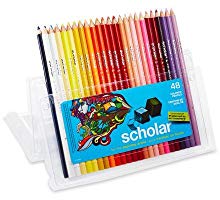 <b> Stand-Up Easel Packaging for Ease of Use </b></br> Prismacolor Scholar Colored Pencils come in a durable case that can stand on its own. To use, students can simply unsnap the cover flap, fold it back, and snap the two parts of the cover together to form a convenient easel. The pencils sit upright, making them easy to remove, use, and return. After use, the cover folds back into place and snaps closed, keeping the pencils secure in backpacks and desks. 