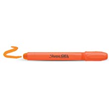 <b> Sharpie Gel Highlighter </b></br> The Sharpie Gel Highlighter uses a rich, ink-free gel highlighter stick, so you can mark over or underline beneath pen and marker ink, as well as inkjet printouts and high-gloss surfaces, without causing smudges and smears. The bottom twists to reveal the highlighter stick for uninterrupted marking. 