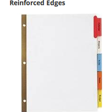 Reinforced holes provide extra tear resistance so dividers stand up to everyday use.