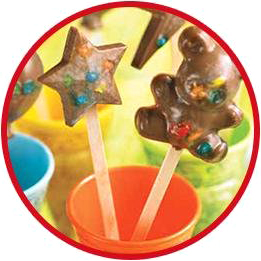 <b>Party Favors</b></br>Fill candy bags with M&M'S Milk Chocolate Candy or make chocolate pops to treat your guests to a delicious chocolate snack on the ride home.