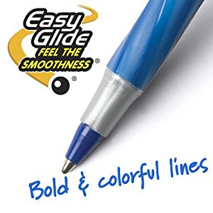 BIC GSMG361-AST Ultra Round Stic Grip Ballpoint Stick Pen - Black/Blue - 36-pack