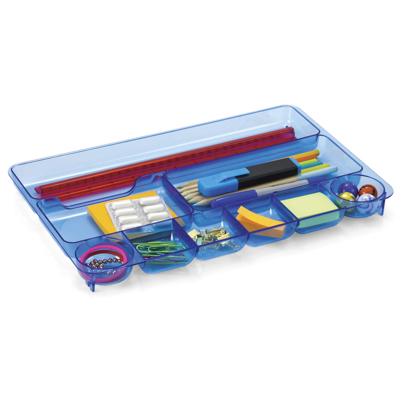 Larger compartment fits pens, pencils, scissors, and rulers perfectly