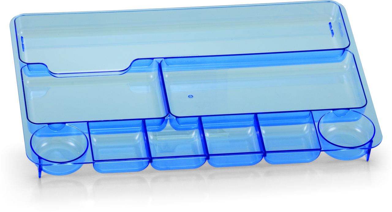 9 compartment drawer tray can fit in drawer or sit on the desktop