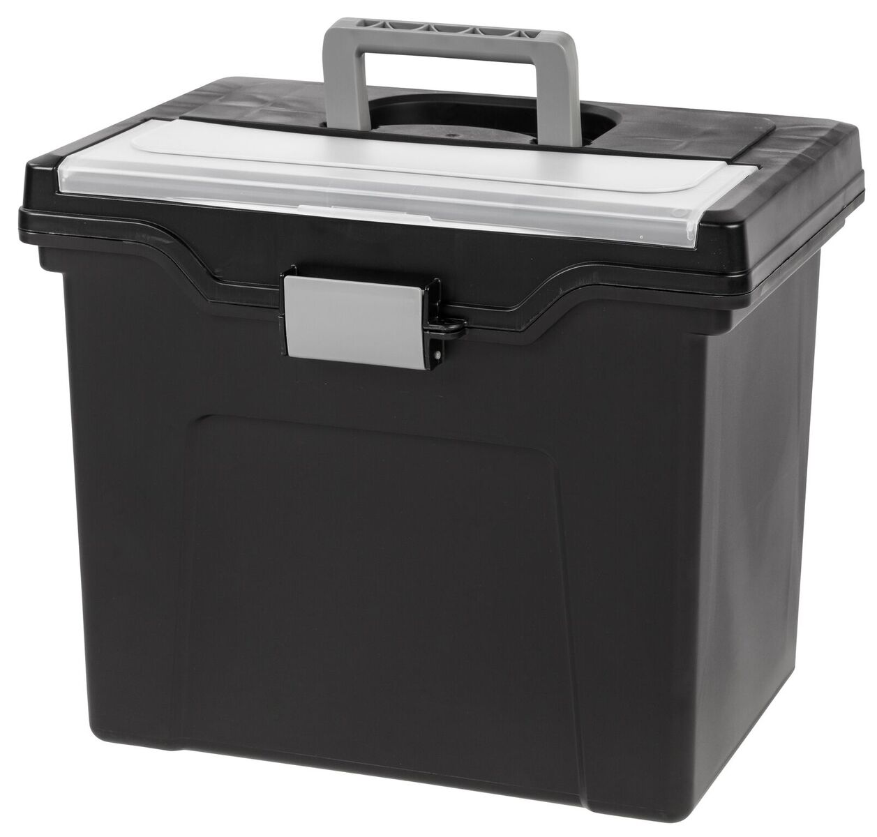 Portable Letter Size File Box with Organizer Lid