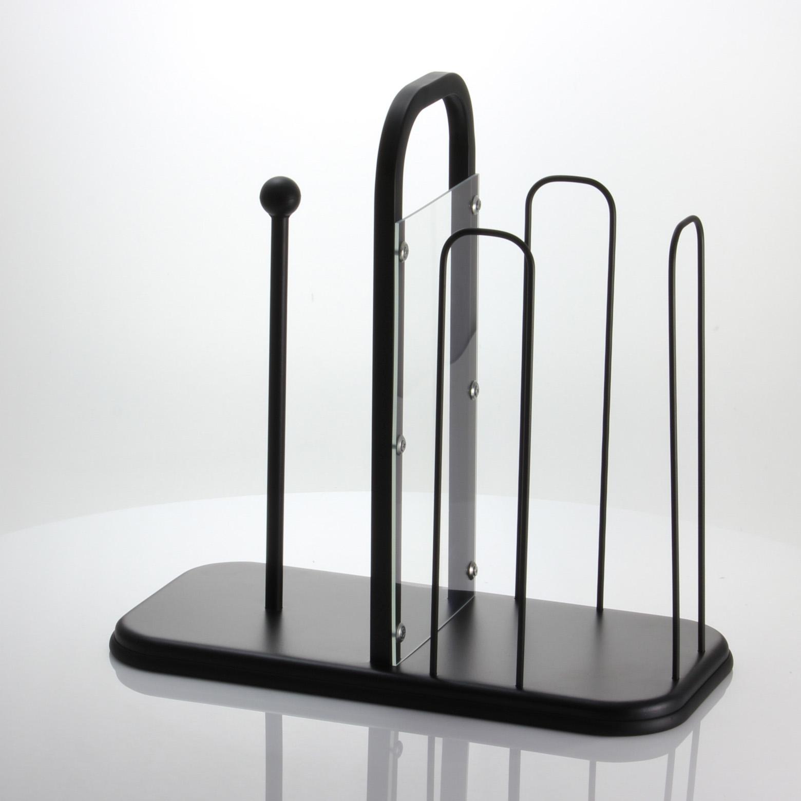 Compartment for stacking napkins up to 6 1/2 x 6 1/2 inches.