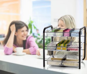 Trays can be positioned flat or on an angle, allowing for versatile and flexible configurations to access contents.